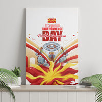 North Macedonia Independence Day Canvas Wall Art Ilinden Monument Raised Fist Jets Flag