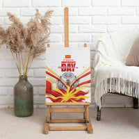 North Macedonia Independence Day Canvas Wall Art Ilinden Monument Raised Fist Jets Flag