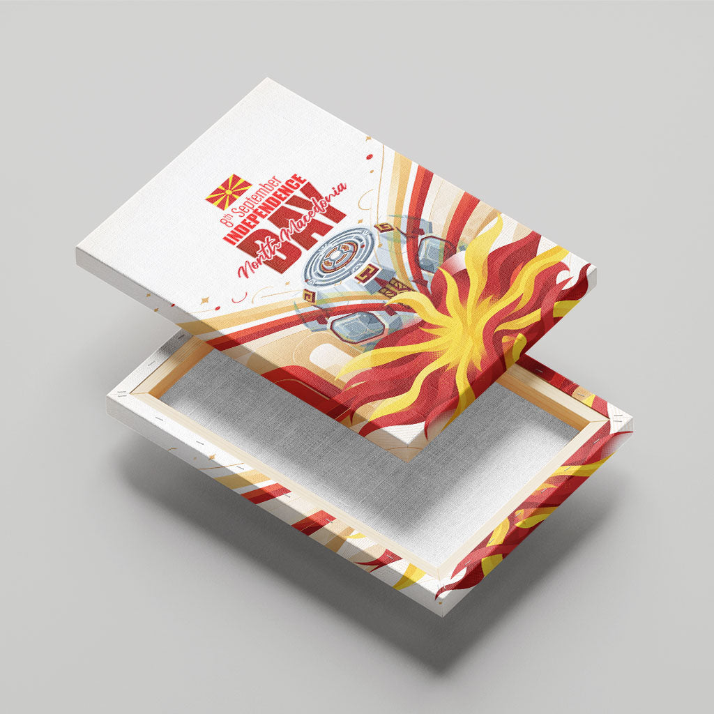 North Macedonia Independence Day Canvas Wall Art Ilinden Monument Raised Fist Jets Flag