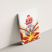 North Macedonia Independence Day Canvas Wall Art Ilinden Monument Raised Fist Jets Flag