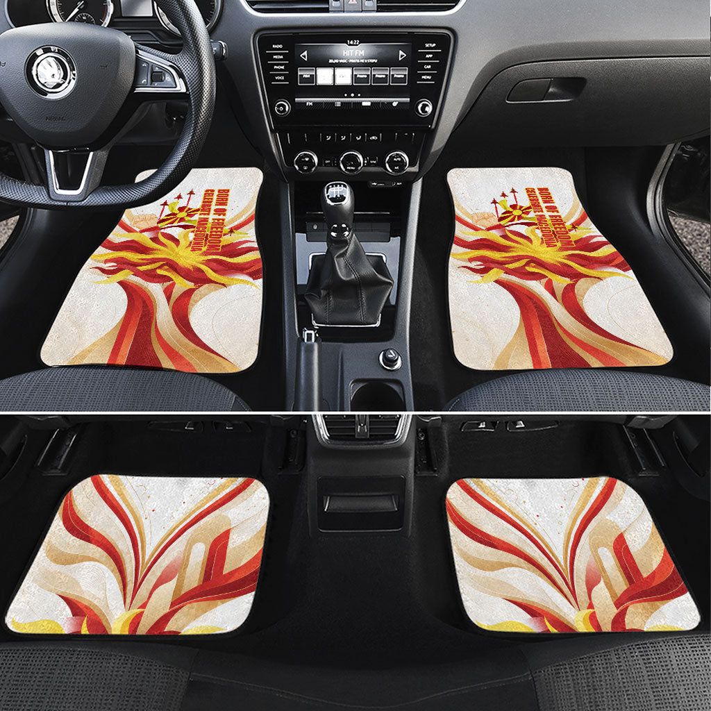 North Macedonia Independence Day Car Mats Ilinden Monument Raised Fist Jets Flag