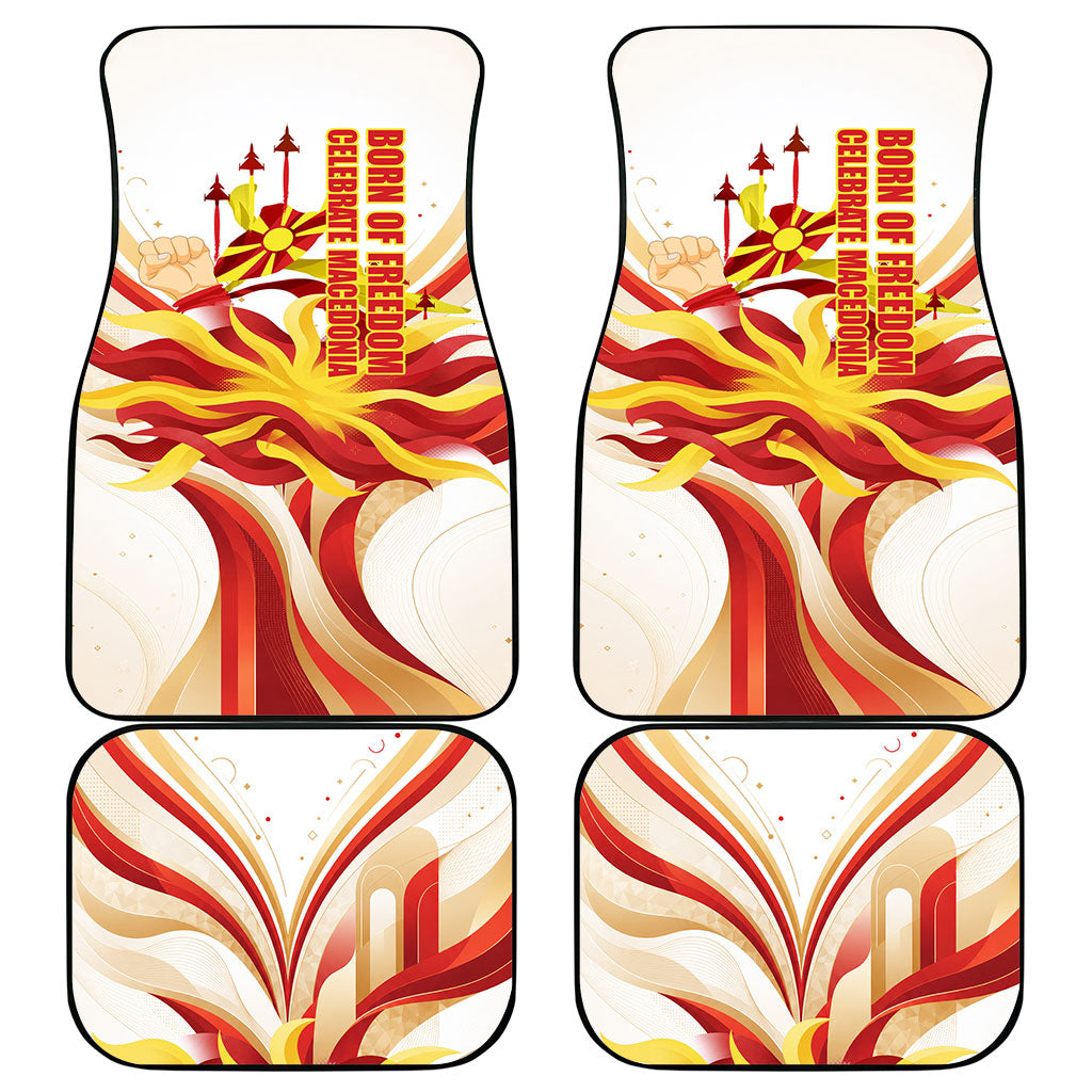 North Macedonia Independence Day Car Mats Ilinden Monument Raised Fist Jets Flag