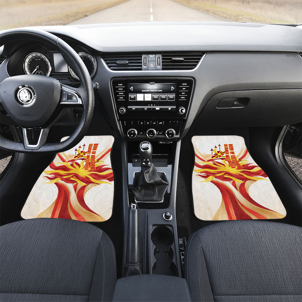 North Macedonia Independence Day Car Mats Ilinden Monument Raised Fist Jets Flag