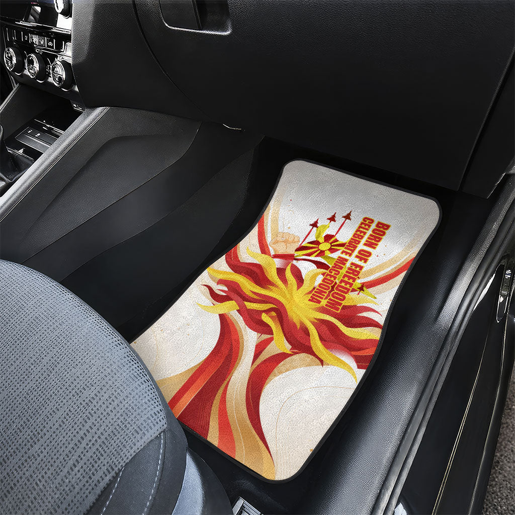 North Macedonia Independence Day Car Mats Ilinden Monument Raised Fist Jets Flag