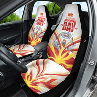 North Macedonia Independence Day Car Seat Cover Ilinden Monument Raised Fist Jets Flag