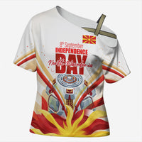 North Macedonia Independence Day Cross Shoulder Shirt Ilinden Monument Raised Fist Jets Flag