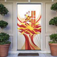 North Macedonia Independence Day Door Cover Ilinden Monument Raised Fist Jets Flag