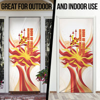 North Macedonia Independence Day Door Cover Ilinden Monument Raised Fist Jets Flag