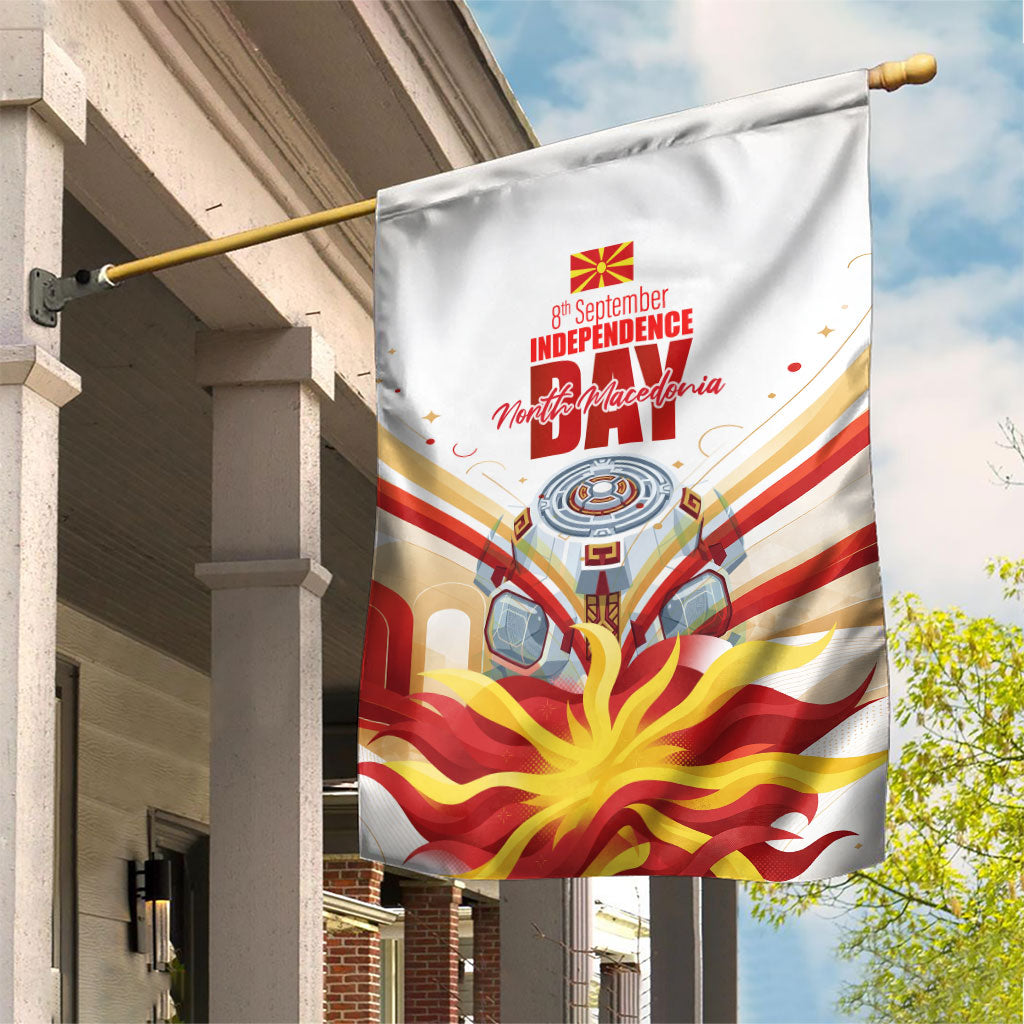 North Macedonia Independence Day Garden Flag Ilinden Monument Raised Fist Jets Flag