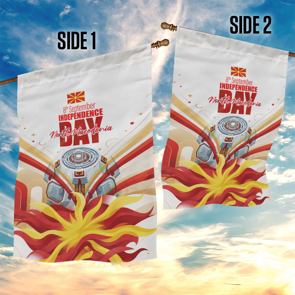 North Macedonia Independence Day Garden Flag Ilinden Monument Raised Fist Jets Flag