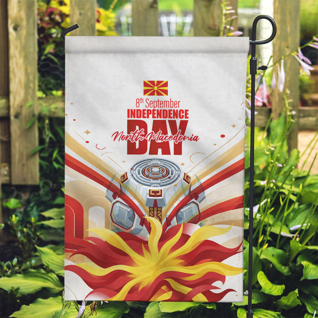 North Macedonia Independence Day Garden Flag Ilinden Monument Raised Fist Jets Flag
