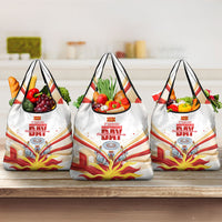 North Macedonia Independence Day Grocery Bag Ilinden Monument Raised Fist Jets Flag