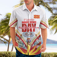 North Macedonia Independence Day Hawaiian Shirt Ilinden Monument Raised Fist Jets Flag