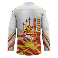 North Macedonia Independence Day Hockey Jersey Ilinden Monument Raised Fist Jets Flag