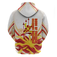 North Macedonia Independence Day Hoodie Ilinden Monument Raised Fist Jets Flag
