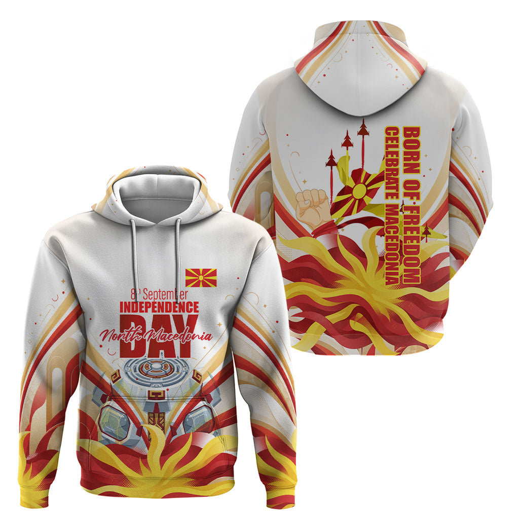 North Macedonia Independence Day Hoodie Ilinden Monument Raised Fist Jets Flag