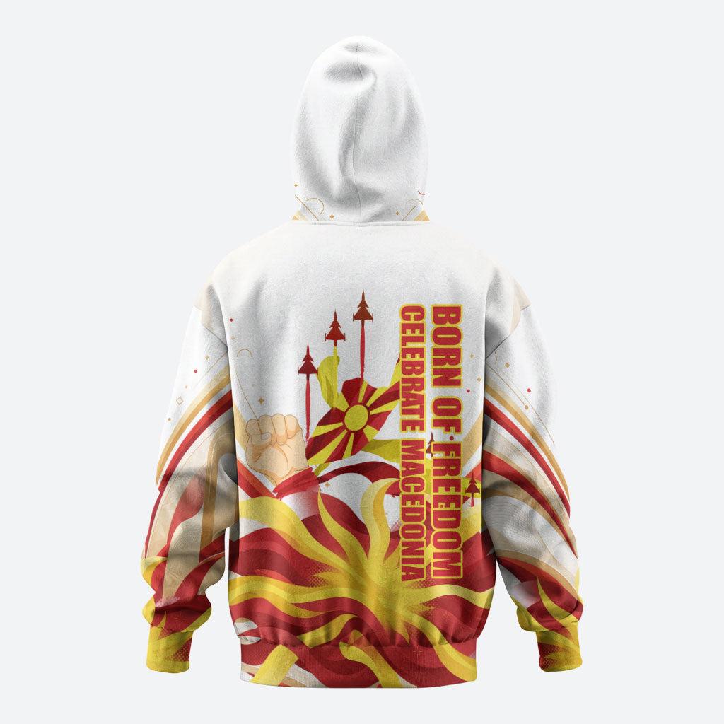 North Macedonia Independence Day Hoodie Ilinden Monument Raised Fist Jets Flag
