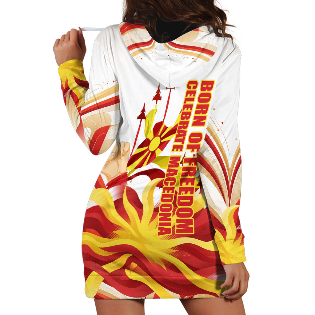North Macedonia Independence Day Hoodie Dress Ilinden Monument Raised Fist Jets Flag