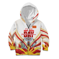 North Macedonia Independence Day Kid Hoodie Ilinden Monument Raised Fist Jets Flag