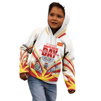 North Macedonia Independence Day Kid Hoodie Ilinden Monument Raised Fist Jets Flag