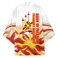 North Macedonia Independence Day Kimono Ilinden Monument Raised Fist Jets Flag