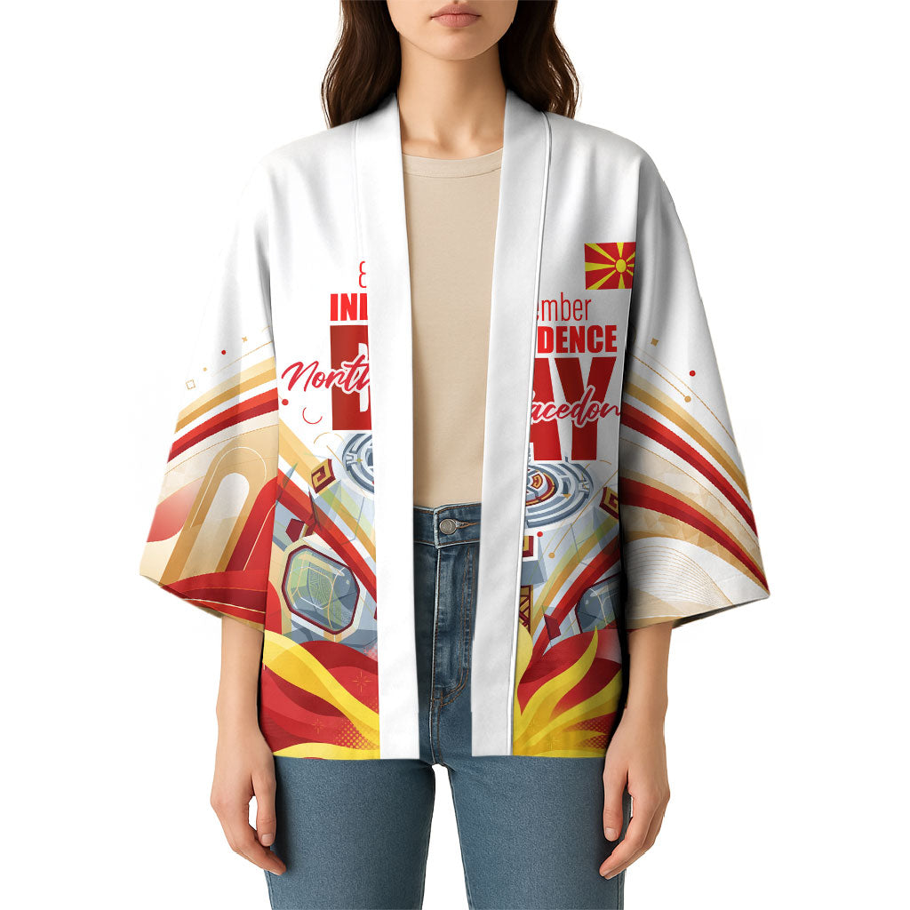 North Macedonia Independence Day Kimono Ilinden Monument Raised Fist Jets Flag