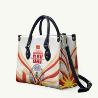 North Macedonia Independence Day Leather Bag Ilinden Monument Raised Fist Jets Flag
