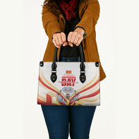 North Macedonia Independence Day Leather Bag Ilinden Monument Raised Fist Jets Flag