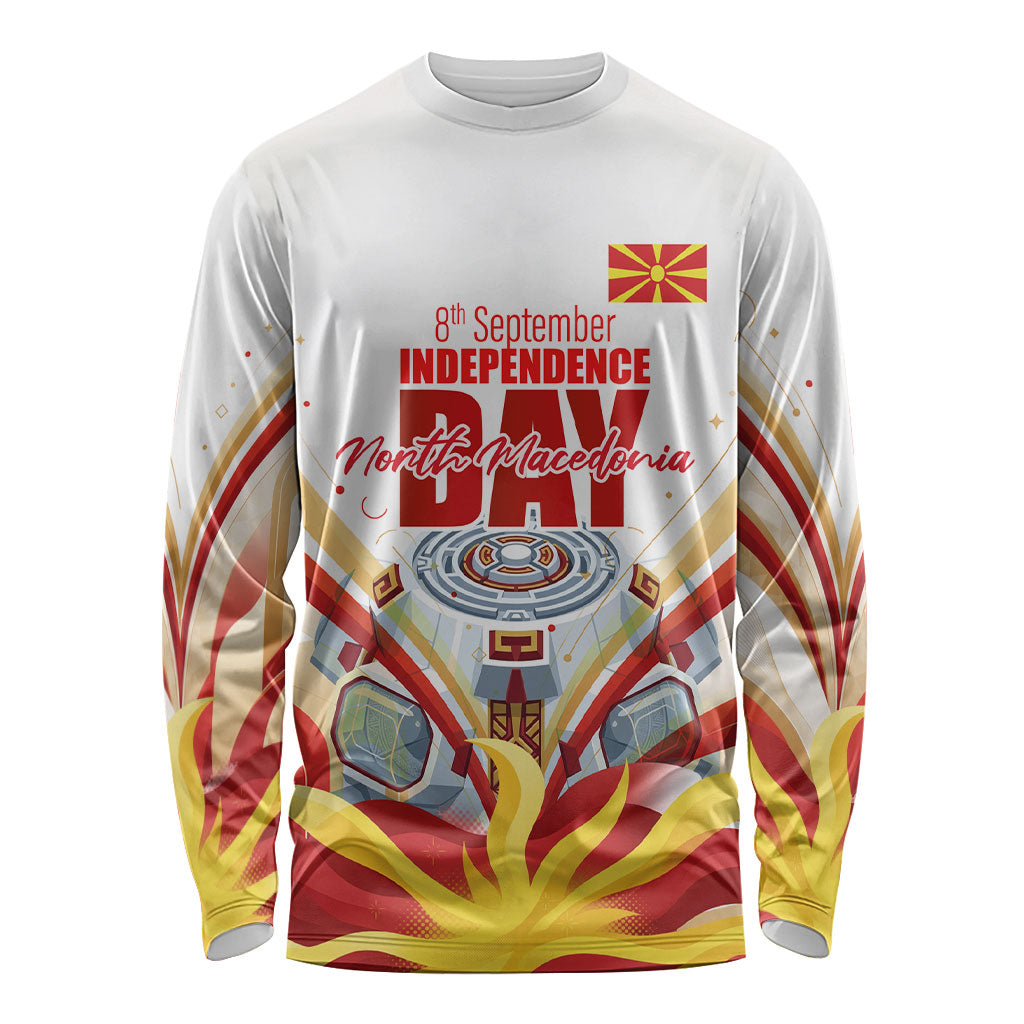 North Macedonia Independence Day Long Sleeve Shirt Ilinden Monument Raised Fist Jets Flag