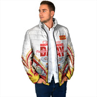 North Macedonia Independence Day Padded Jacket Ilinden Monument Raised Fist Jets Flag