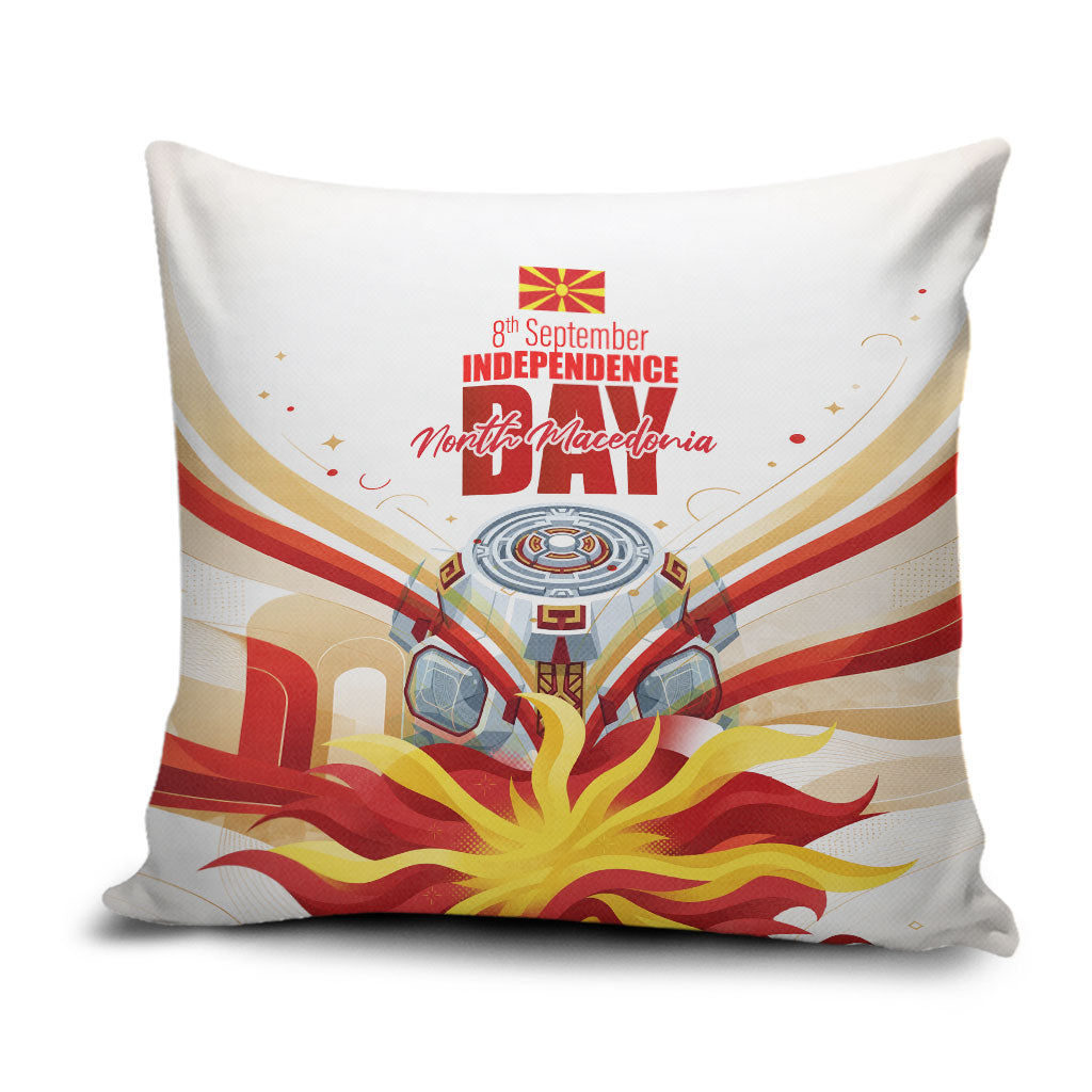 North Macedonia Independence Day Pillow Cover Ilinden Monument Raised Fist Jets Flag
