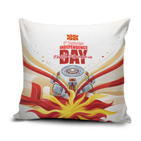 North Macedonia Independence Day Pillow Cover Ilinden Monument Raised Fist Jets Flag