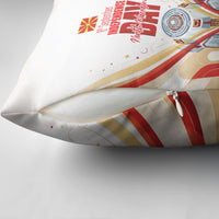 North Macedonia Independence Day Pillow Cover Ilinden Monument Raised Fist Jets Flag