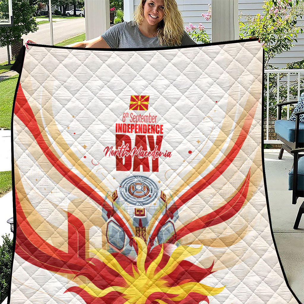North Macedonia Independence Day Quilt Ilinden Monument Raised Fist Jets Flag