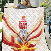North Macedonia Independence Day Quilt Ilinden Monument Raised Fist Jets Flag
