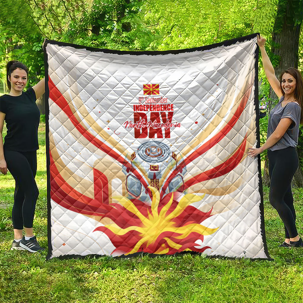 North Macedonia Independence Day Quilt Ilinden Monument Raised Fist Jets Flag