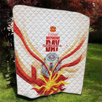 North Macedonia Independence Day Quilt Ilinden Monument Raised Fist Jets Flag