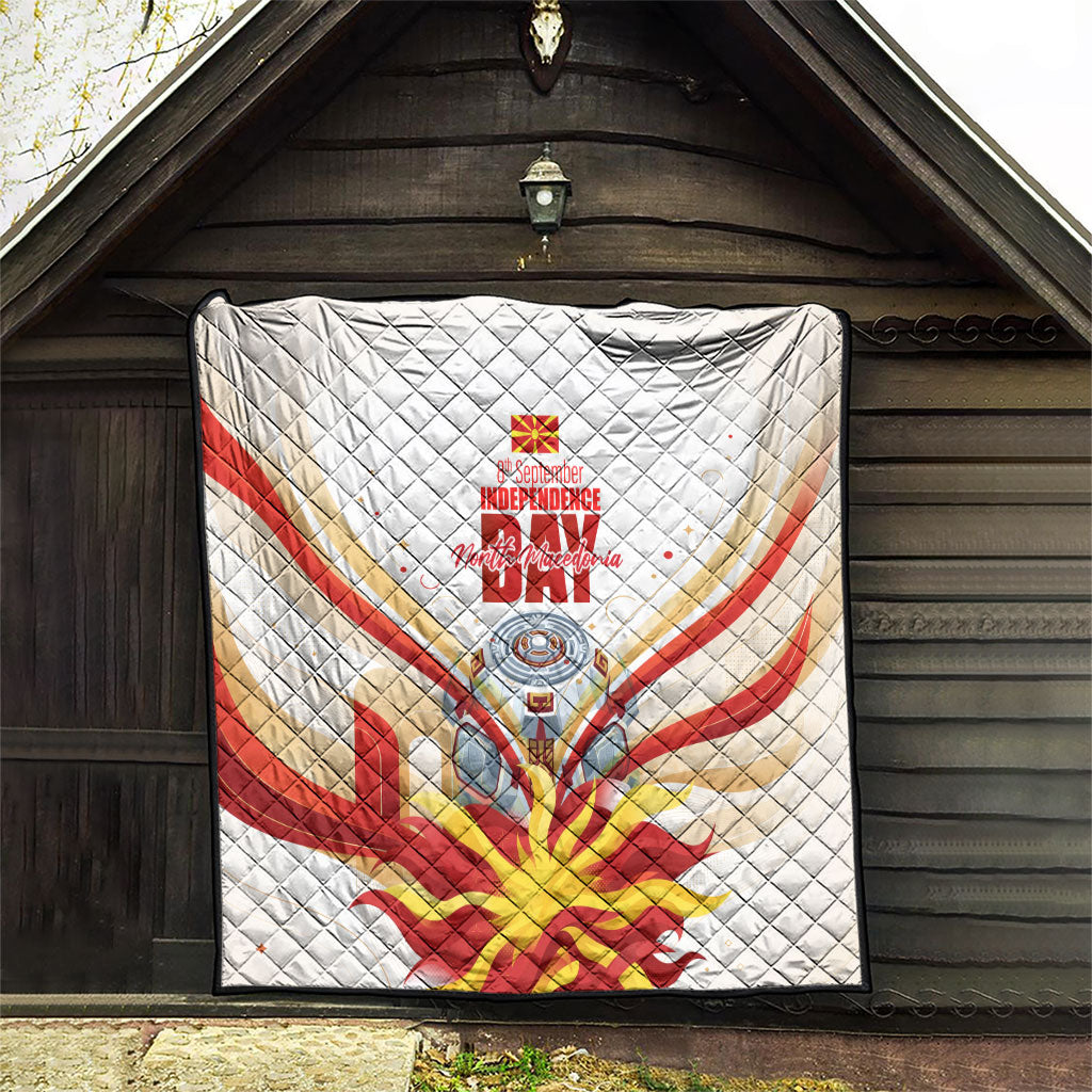 North Macedonia Independence Day Quilt Ilinden Monument Raised Fist Jets Flag