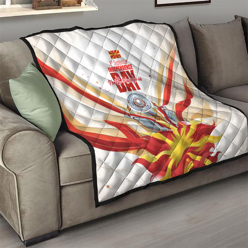 North Macedonia Independence Day Quilt Ilinden Monument Raised Fist Jets Flag