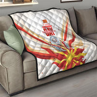 North Macedonia Independence Day Quilt Ilinden Monument Raised Fist Jets Flag