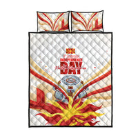 North Macedonia Independence Day Quilt Bed Set Ilinden Monument Raised Fist Jets Flag