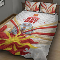 North Macedonia Independence Day Quilt Bed Set Ilinden Monument Raised Fist Jets Flag