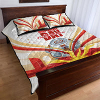 North Macedonia Independence Day Quilt Bed Set Ilinden Monument Raised Fist Jets Flag