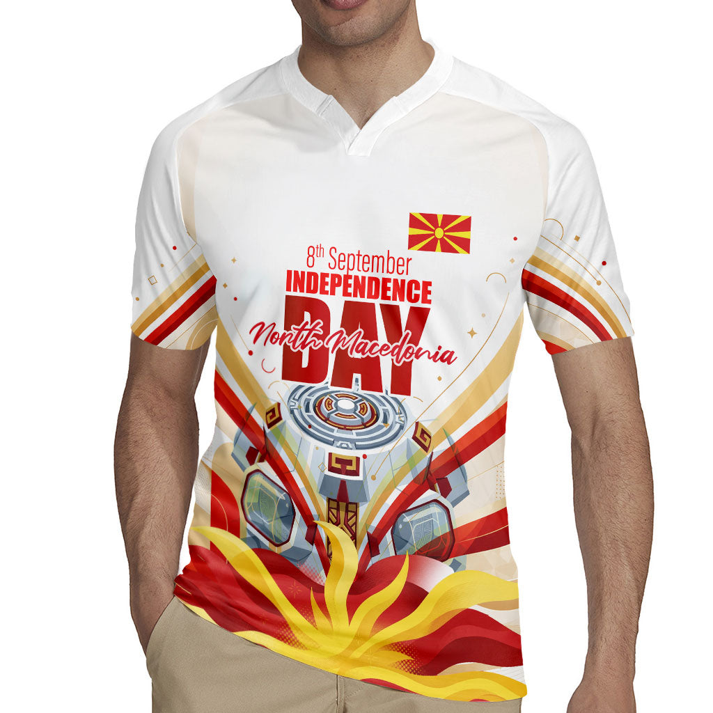 North Macedonia Independence Day Rugby Jersey Ilinden Monument Raised Fist Jets Flag