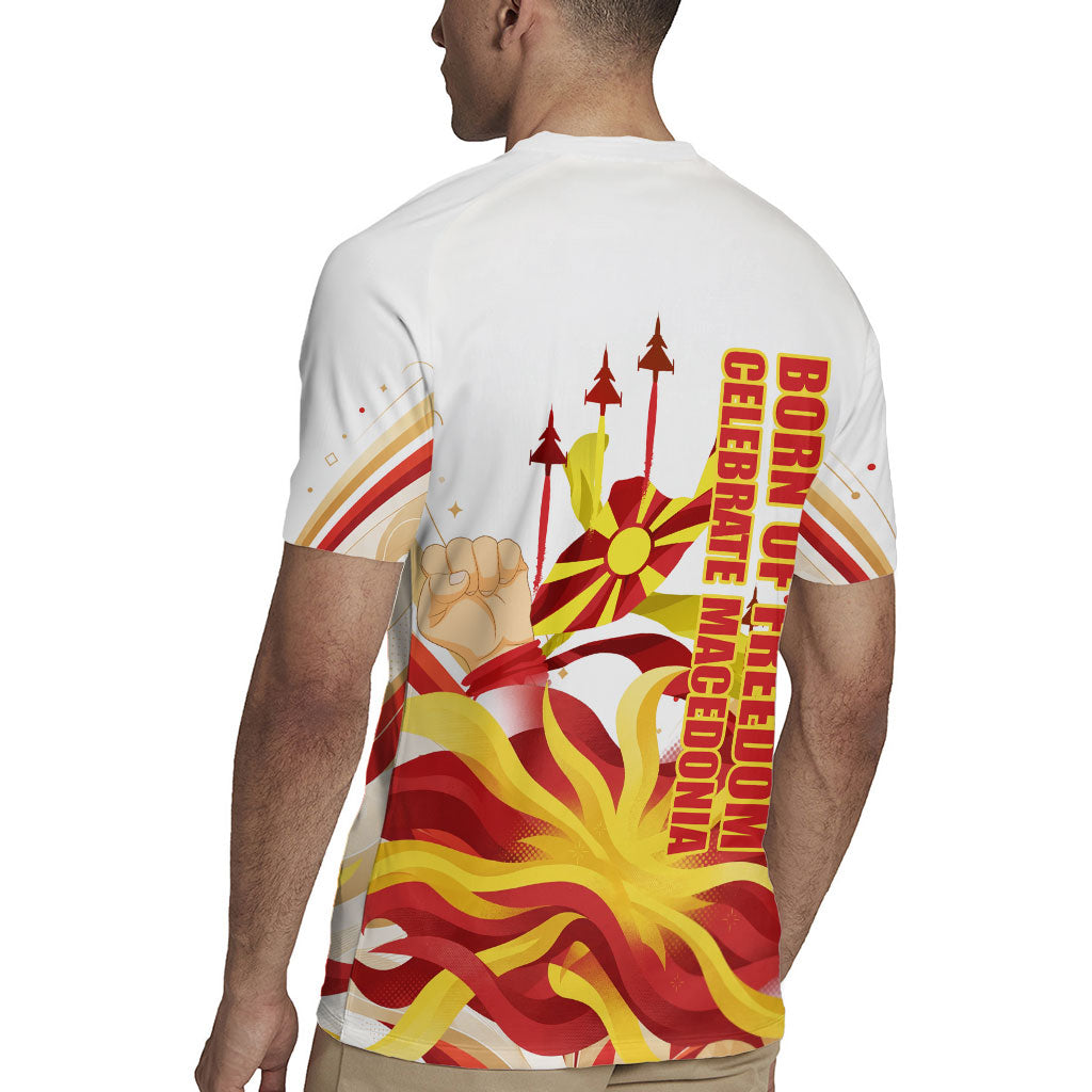North Macedonia Independence Day Rugby Jersey Ilinden Monument Raised Fist Jets Flag