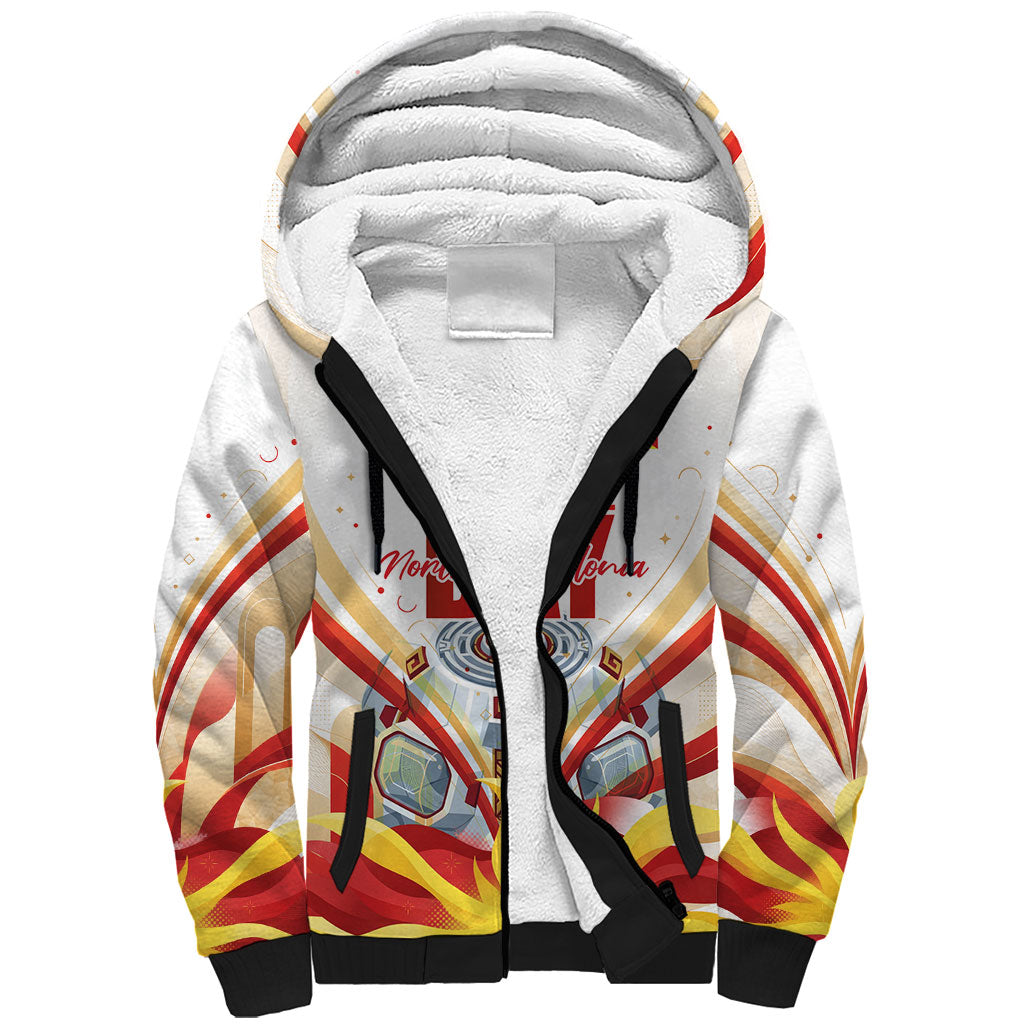 North Macedonia Independence Day Sherpa Hoodie Ilinden Monument Raised Fist Jets Flag