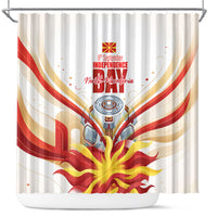 North Macedonia Independence Day Shower Curtain Ilinden Monument Raised Fist Jets Flag