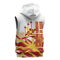 North Macedonia Independence Day Sleeveless Hoodie Ilinden Monument Raised Fist Jets Flag