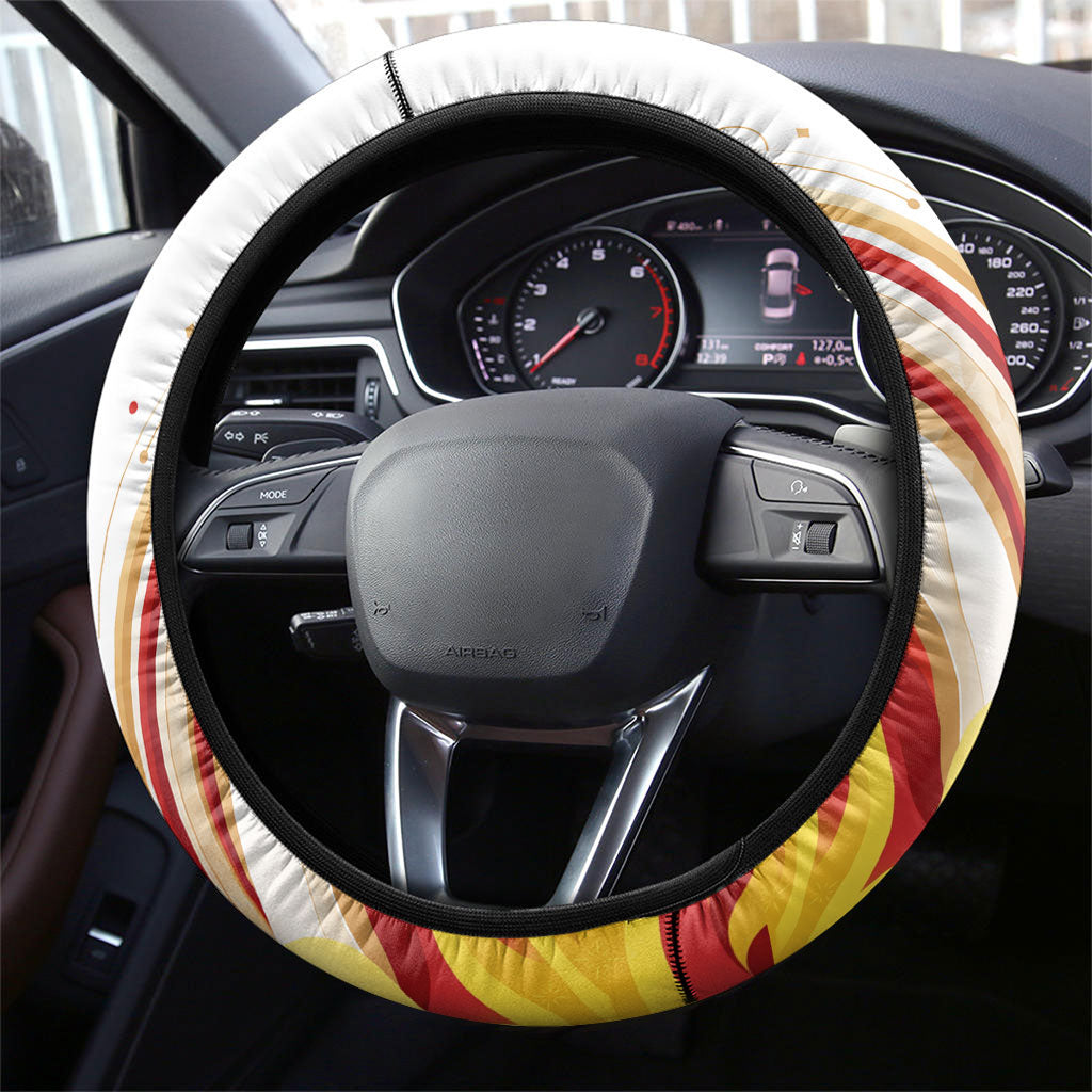 North Macedonia Independence Day Steering Wheel Cover Ilinden Monument Raised Fist Jets Flag