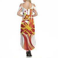 North Macedonia Independence Day Summer Maxi Dress Ilinden Monument Raised Fist Jets Flag